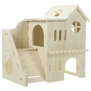 Guinea Pig Hideout House With Ramp Multi-chamber Small Animal Hut Rabbit Nest - Picture 1 of 12