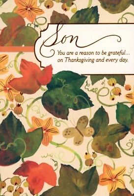 Loving THANKSGIVING Greeting Card FOR SON, Autumn Leaves by Hallmark + Envelope - Image 1 of 4