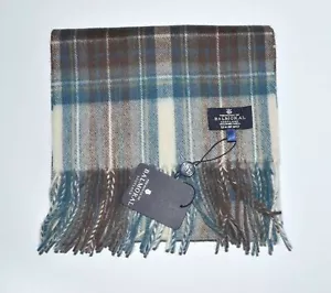 New Scottish 100% Lambswool of Scotland Scarf Tartan Wool Scarves Blue Mutted - Picture 1 of 1