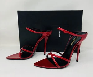 YSL Saint Laurent ROJO ""Gippy"" tacones mulas zapatos tacones 37,5 nuevos - Imagen 1 de 10