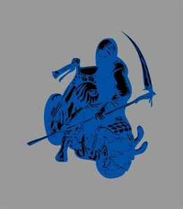 Motorcycle Grim Reaper Scythe Biker Car Truck Window Vinyl Decal Sticker - Picture 1 of 1