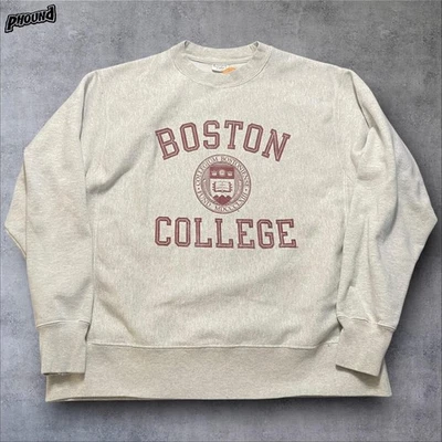 波士顿学院毛衣男式 X 大号灰色 NCAA 足球反向编织圆领 — 第 1/4 张图片
