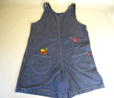 Vintage Winnie the Pooh Embroidered Romper Plaid Check Shorts Size 16 Cotton - Image 1 of 4