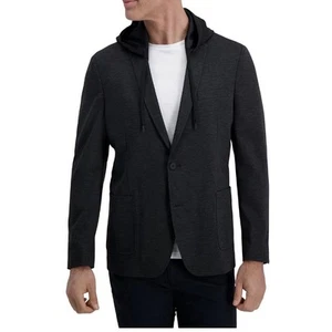 Haggar Men’s Smart Wash Tailored Fit Hooded Sport Coat - Charcoal Black Small - Picture 1 of 15