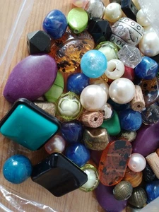760g bag of big beads for jewelry making repurposing crafts gc - Picture 1 of 4