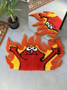 Tufted Fire 3D Rug Hand Tufted Woolen Handmade Area Rug Carpet for Home Any Room - Picture 1 of 10