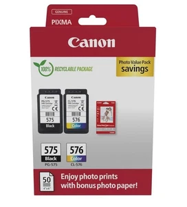 Confezione multipla inchiostro e carta Canon - PG-575/CL-576 cartucce inchiostro originali stampante B4 - Foto 1 di 1