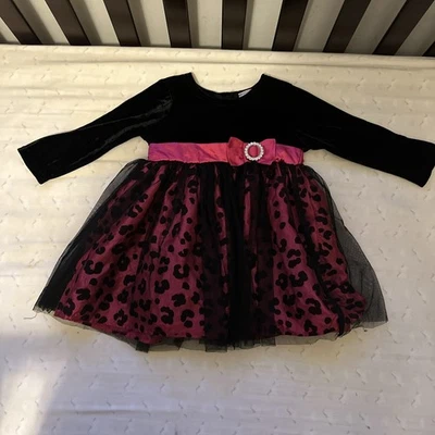 Samantha Says black and pink long sleeve 12-18 month girl dress - Image 1 of 2