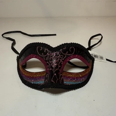NWT Black Venetian Classic Masquerade Costume Eye Mask Prom Halloween Party - Image 1 of 4