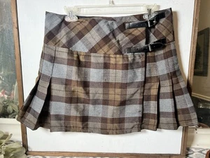 Vintage Womens Brown Plaid Skirt US Size 4  Y2K Academia Prep Mini Kilt.     V - Picture 1 of 6