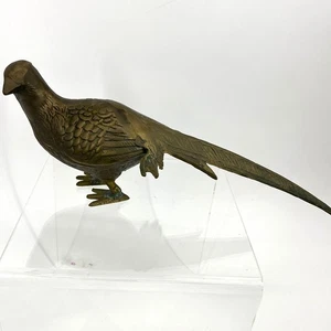 Vintage Brass Pheasant Figurine MCM Decor Collectible 13" Length - Picture 1 of 8