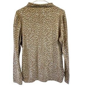 BEACH LOUNGER SWEATER. MOCK NECK ANIMAL PRINT. LT BLUE/TAUPE. RUCHED SIDe Sz LG - Picture 1 of 10
