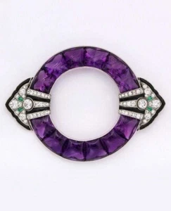 Sterling LApel Pins CUbic Zirconia 925 Silver Purple & White Round Jewelry - Picture 1 of 7