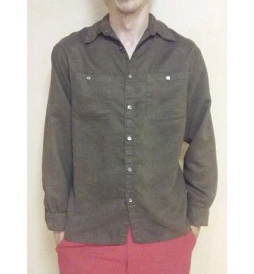 Camisa de vestir para hombre pequeña vintage años 60/70 Buttondown informal manga larga marrón discoteca Foto 1 de 4