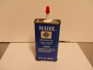 VTG MADOL HOUSEHOLD OIL HANDY CAN BURLINGTON MADISON COMPANY "FULL SEALED CAN" - Picture 1 of 12