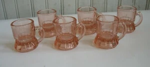 S/6 Vtg FEDERAL PINK DEPRESSION GLASS 2" Mini Mug Shot Toothpick Holder Barware - Picture 1 of 3