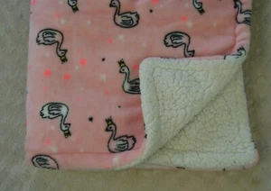 Okie Dokie Swan Baby Blanket Pink White Black Stars Crown Tiara Queen Princess - Picture 1 of 8