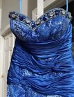Christopher Henry For Joli Blue Sequin Dress Gown Size 10 Formal
