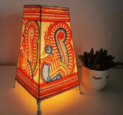 Hippie Vogel Stehtischlampe Neuheit Pfau HANDBEMALT Blumenmuster Lampenschirm Boho - Bild 1 von 4