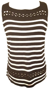 LIZ CLAIBORNE RN 52002 – Silk Blend Striped Sleeveless Top/Tank/Shell – Tamaño: L - Imagen 1 de 7