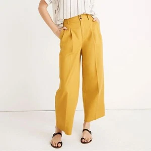 MADEWELL Pleated Wide Leg Pants Size 4 Golden Meadow Yellow Retro 70s Bohemian - Picture 1 of 12