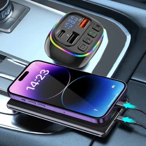 Automobile Type-C USB Car Charger MP3 Player USB-C FM Transmitter Fast Charging - Picture 1 of 12