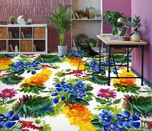 3D Flowers SKE1713 Floor WallPaper Print Decal Epoxy Floor Deco Kay - Picture 1 of 5