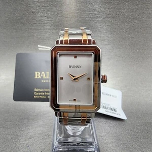 Balmain Beleganza Watch Women 25mm Silve Dial Two Tone Rectangle Rose Gold Tone - Picture 1 of 15