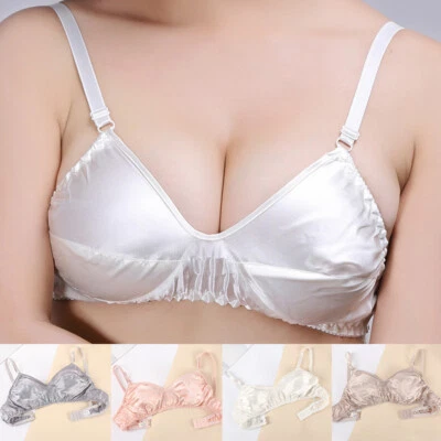 Womens Ultrathin Silk Satin Bra Wireless Comfortable Lingerie Bralette Underwear - image 1 of 4