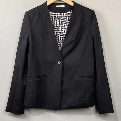 41 Hawthorn Black Blazer Size L Collarless Career Office Jacket Minimalist Glam - Image 1 of 4