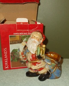 Kirklands SANTA WITH BAG TEALIGHT HOLDER Ceramic CHRISTMAS Winter Candle + - Picture 1 of 6