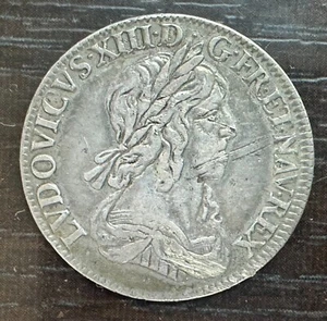 Louis XIII 1610-1643 - 1/4 Ecu Draped and Armored Bust 1642 in Paris - Picture 1 of 2