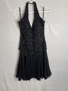 Vintage Black Tie By Oleg Cassini Gr. 6 Perlen Cocktail Festkleid Schwarz 3825 - Bild 1 von 11