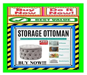 ✅🚨🆕🔴🌸S🌸A🌸L🌸E🌸❗🔴💲👑📢STORAGE Tufted➕🆒OTTOMAN POUF🟢💸BUY NOW❗👇📲🪙🟢 - Picture 1 of 21