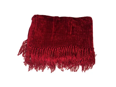 Luxury Red Chenille Blanket Decorative Throw Quilt Fringe Cover Bedding Luxe - Image 1 of 4