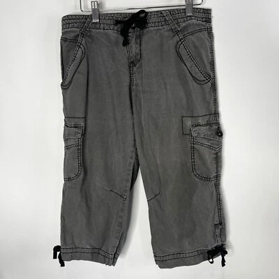 Unionbay Cargo Capri Pants Y2K Style Gray Drawstring Waist Women's Size 7 - Image 1 of 4