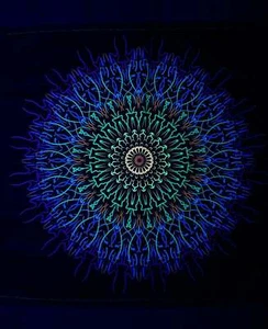 UV Backdrop Black Light Tapestry Psychedelic Art Banner Fluoro Psy Wall Hanging - Picture 1 of 6