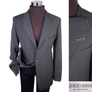 Giorgio Armani Striped Gray 3-Button Sport Coat Suit Jacket Blazer Sz 42R Wool - Picture 1 of 13