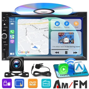 Car Stereo Carplay GPS Bluetooth Radio Double 2Din 7" CD DVD Player & HD Camera - Picture 1 of 13