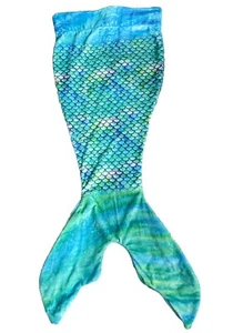 Comfy Tails Fleece Mermaid Tail Blanket Blue/Green Super Soft Sleeping Wrap - Picture 1 of 7