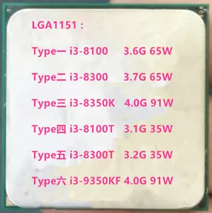 Intel i3-8100 i3-8300 i3-9100 I3-9300 LGA 1151 CPU - Picture 1 of 5