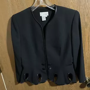 Warren Petites 12 Black Scalloped Blazer With Cut Outs - Picture 1 of 8