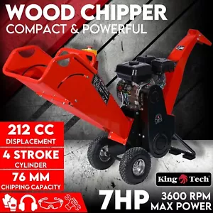 7HP Wood Chipper Self Feeding Portable Shredder Mulcher Machine Petrol Garden S+ - Picture 1 of 13