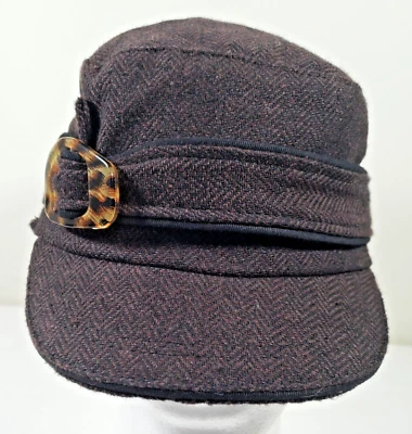 David & Young Elastafit Cabbie Hat with Buckle Polyester Tweed Brown OS  - Image 1 of 4