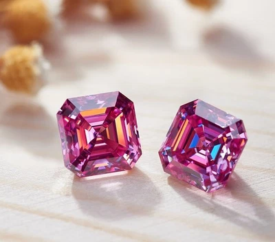 1.60 Carat Pink Asscher Cut Lab Grown Diamond VVS1 Loose Gemstone 6.5mm - Image 1 of 4