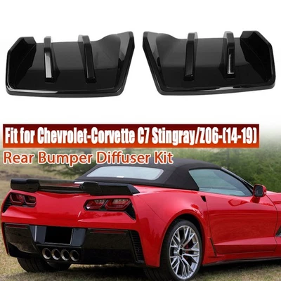 Fits Chevrolet Corvette C7 2014-2019 Rear Bumper Diffuser Splitters Gloss Black — 第 1/4 张图片