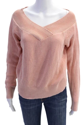 Rag & Bone Womens Long Sleeves V Neck Sweater Pink Cotton Size Medium - Image 1 of 4