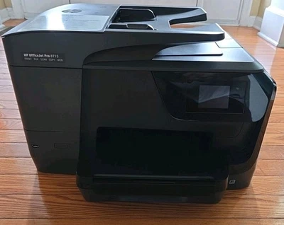 HP OfficeJet Pro 8715 All-in-one Printer Black Powers On - Blank Display - READ - Image 1 of 4