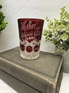 Antique EAPG 1895 ATLANTIC CITY Ruby Glass Souvenir Etched MOTHER 4 1/4" Tall - Picture 1 of 5