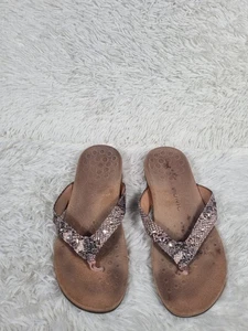 Vionic Lucia Sandals Womens Size 11 Wide Snakeskin Embellished Flip Flops Shoes - Picture 1 of 10